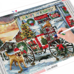 T&auml;isruudukujuline teemanttikandid j&otilde;ulukoer teemantmaaling talvine ristpistes maja mosaiik loomale uusaasta kingitus Full Round (20X30CM)