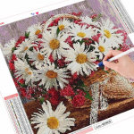 5D Teemanttikandid Daisy Full Drill DIY Teemantmaal Lille Teemant Mosiac Rhinestone Kit N&auml;put&ouml;&ouml; Seinakunst Full Round （30x30CM）