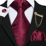 Barry.Wang lips prossidega meestele Paisley Flower kaelaside Hanky ​​mansetin&ouml;&ouml;pide komplekt Pulmakujundaja pidulik N-5144