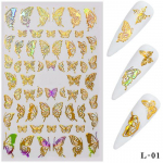 3D Butterfly Nail Art Kleebised Liimitud liugurid V&auml;rvilised k&uuml;&uuml;nte &uuml;lekandmise kleebised Fooliumid M&auml;hised Kaunistused Nail Art Laserkleebised