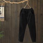 Johnature velvetist p&uuml;ksid naistele elastne v&ouml;&ouml;koht &uuml;hev&auml;rvilised p&uuml;ksid kevadised naiste riided taskud vabaaja p&uuml;ksid M must