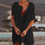 S-8XL suures suuruses moekas suvine naiste vabaaja rannar&otilde;ivad ujumisriided, kattega linane kleit, avar l&uuml;hikeste varrukatega s&uuml;gava V-kaelusega &uuml;hev&auml;rviline mini peokleit 2XL