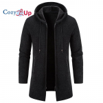 Cozy Up meeste kampsun kardigan lukuga kampsun kampsun kampsun jakk Kootud &uuml;hev&auml;rviline kapuutsiga stiilne &otilde;ues kodu riided r&otilde;ivad talv s&uuml;gis XXL must