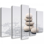 Viieosalise pildiga l&otilde;uenditr&uuml;kk Beige Zen Stones 100x70 hall v&auml;rv