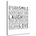 L&otilde;uendiprint Smile Laugh Love Sayings 40x60 must/valge