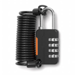 1 tk mini kombineeritud tabalukk kaabliga 4-kohaline paroolilukk skaleeritava terastraadiga kapikohvri jaoks vargusvastane k&ouml;ielukk must