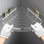 Vannitoa riiulid Puurimata seinakinnitus nurgariiul du&scaron;i hoiuraami hoidik WC-&scaron;ampooni korraldaja Vannitoatarvikud 1pcs