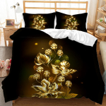 Black Rose tekikattega padjap&uuml;&uuml;r, 2 v&otilde;i 3 t&uuml;kki, musta voodipesu komplekt, &uuml;heinimesevoodi kaheinimesevoodi t&auml;issuuruses t&otilde;mblukuga voodipesu DE 100x135cm