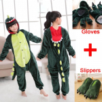 3tk/komplekt Lastele Laste Pidžaamad Kigurumi Cosplay Kost&uuml;&uuml;mid Loomade magamisriided + Kingad + Kindad 8t