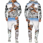3D Tiger Prinditud kapuuts + p&uuml;kste &uuml;likond lahe meeste/naiste 2 tk spordir&otilde;ivaste dressikomplekt, s&uuml;gisene meeste riided 2XL parkkoor