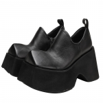 Johnature Retro Square Toe ehtsast nahast paksu tallaga kingad Naiste &uuml;hev&auml;rvilised 10 cm platvormkingad 34 must
