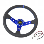 Universaalsed autotarvikud 14-tolline 360 ​​mm seemisnahast/PVC-st v&otilde;idus&otilde;iduautode roolirattad Deep Corn Drifting Sport Steering sinine