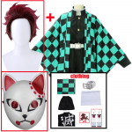 Kamado Tanjirou Cosplay Kost&uuml;&uuml;m Anime Demon Slayers Kimetsu No Yaiba &Uuml;htne Kisatsutai Halloweeni J&otilde;ulupeo R&otilde;ivad XS-(Costume+Wig)