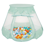 Selonise m&auml;ngutelk 105x90cm/100 palli loss pop up ballpit plastikpallid lastele, piparm&uuml;nt:valge/kollane/oranž/beebisinine/t&uuml;rk 105x90cm/100 balls