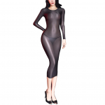 Naiste l&auml;ikiv, &uuml;mara kaelusega pingul pliiatskleit Seksikas kost&uuml;&uuml;m pikkade varrukatega Bodycon minikleit One Size