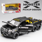 1/28 Scale Benz Monster Pickup 6x6 Diecast automudeli m&auml;nguasi, tagasit&otilde;mmatav m&auml;nguasi koos heli ja valgusega lastele V&auml;ikelastele poistele T&uuml;drukutele Kingikogu 1/28-20.4x8.2x6cm must