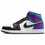 Air Jordan 1 Mid Aqua meeste tossud, valge &otilde;ue-lilla troopiline keerdumusega DQ8426-154 47.5