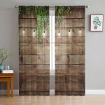 Puidust lambivalgusti lehed rotangist taimed t&uuml;ll l&auml;bipaistvad aknakardinad elutuppa Magamistuba Moodne Voile organza kardinad kardinad W135 x H115cm x1