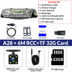 E-ACE autopeegel-DVR 4,3-tolline armatuurkaamera FHD 1080P videosalvesti, kahe objektiiviga tahavaatepeegel koos 1080P tahavaatekaameraga With 32G Card