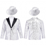 Laste poiste pikkade varrukatega rev, l&auml;ikivad litrid, smokingi &uuml;likonnaga jakk ja jakk tantsuetenduse banketipeoks 5-6 Years h&otilde;be