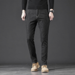 Talvised teksad meeste mood, elastsed Slim Fit sirged, sobivad vabaaja 2024 uued meeste pikad p&uuml;ksid 28 must