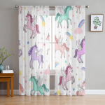&Uuml;kssarvikud Taevas &Otilde;hukesed Aknakardinad Elutuppa Magamistuppa Modernsed Voile T&uuml;llkardinad Kangast Kardinad K&ouml;&ouml;ki 135W x 114H(cm)