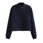 Vintage soliidne pikkade varrukatega Bomber jope Naiste vabaaja mantlid T&auml;navar&otilde;ivad Naistele Elegantne rev&auml;&auml;riga t&otilde;mblukuga jakk L