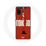 &Uuml;mbris Samsung galaxy S20 pluss La casa de papel Tokyo Fanart logo punase taustaga