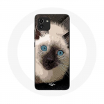 Coque Samsung Galaxy A03 Chat Siamois Noir et blanc aux Yeux Bleus