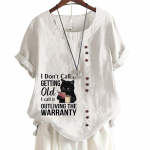 Stiilne mustriga mustriga naiste mugav puuvillane linane vabaaja t-s&auml;rk &uuml;mara kaeluse ja l&uuml;hikeste varrukatega S-5XL 2XL