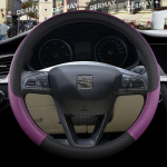 for Seat Leon FR MK1 MK2 MK3 1M 1P 5F KL1/KL8 Cupra Le&oacute;n Car Steering Wheel Cover PU Leather Non-slip Auto Accessories D shape Black gray