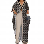 Naiste komplektid lahtised pluss suuruses kolmveerand varrukatega V-kaelusega n&ouml;&ouml;biga tr&uuml;kitud hommikumantel + n&ouml;&ouml;riga p&uuml;ksid kaheosaline komplekt XXL