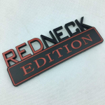 1 tk REDNECK EDITION autoembleem kroomm&auml;rgiga 3D kleebise kleebis For-d F-150 F250 F350 Che-vrolet Silverado Dodg-e RA-M 1500 (Punane/must) must