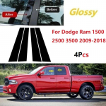 4 tk L&auml;ikiv must Auto Ukse Akna Liistude Pilarite Dekoratiivsed Katte Liistud Dodge Ram 1500 2500 3500 2009-2018 jaoks Autokleebised