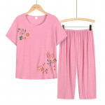 Suvine naiste pidžaama Adulto Feminino suures suuruses linasest puuvillasest prindiga pidžaamakomplekt XL sinine