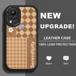 &Otilde;huke naha tunne Cartoon Pruun Romb Pehme Silikoonist PU-nahast kaanega telefoni&uuml;mbris iPhone'ile Samsung Huawei Honor Xiaomi Redmi OPPO Realme Vivo Vivo Y91C/Y1S