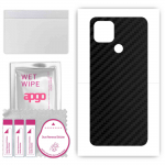 apgo Protective Skin Sticker for the back compatible with Oppo A15, Wrap Film, Foil, Vinyl - Pattern Carbon Black