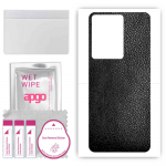 apgo Protective Skin Sticker for the back compatible with Vivo S16 Pro, Wrap Film, Foil, Vinyl - Pattern Black Leather