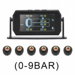 P&auml;ikese- ja USB-laadimise TPMS Auto Trucki juhtmevaba digitaalne LCD-alarm rehvir&otilde;hu j&auml;lgimiss&uuml;steem 6 v&auml;lise anduriga 0-9bar must