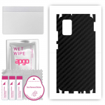 apgo Protective Skin Sticker for the back+sides compatible with Samsung Galaxy F02s, Full Wrap Film, Foil, Vinyl - Pattern Carbon Black
