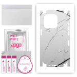 apgo Protective Skin Sticker for the back+sides compatible with Apple iPhone 14 Pro, Full Wrap Film, Foil, Vinyl - Pattern White Marble