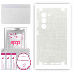 apgo Protective Skin Sticker for the back+sides compatible with Samsung Galaxy S23, Full Wrap Film, Foil, Vinyl - Pattern White Fabric
