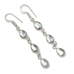 Natural White Topaz Gemstone Handmade 925 Sterling Silver Earring 2.48 w1e44