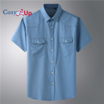 Hubane meeste teksariidest l&auml;&auml;ne kauboi p&auml;rlmutterkl&otilde;psuga vabaaja n&ouml;&ouml;pidega kleit l&uuml;hikeste varrukatega tahke t&ouml;&ouml;pluus L sinine