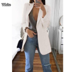 Naiste bleiser, eest avatud, pikkade varrukatega &uuml;lisuur taskutega vabaaja bleiser XXXXXL