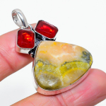 Natural Bumble Bee Jasper,Garnet Gemstone 925 Sterling Silver Pendant 1.85 f3s15