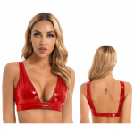 Naiste laia &otilde;larihmaga rinnahoidja, &uuml;laosa m&auml;rja v&auml;limusega lakknahast madala l&otilde;ikega Crop Tank Top Vest Clubwear S punane