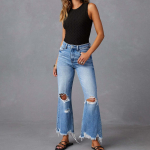 Uued laia s&auml;&auml;rega p&uuml;ksid tutiga pestud auguga pikad teksad sirge t&uuml;&uuml;pi vabaaja p&uuml;ksid naiste mudelid S sinine