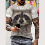 Suvine loomade T-s&auml;rk meestele 3D kassimustriga T-s&auml;rk vabaaja l&uuml;hikeste varrukatega tee Mood Meeste Suured riided Streerwear S