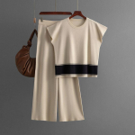 S&uuml;gistalv laisk tuul avara k&otilde;rge kraega sviiter, naiste &uuml;hev&auml;rviline l&uuml;hikeste varrukatega kootud laia s&auml;&auml;rega p&uuml;ksid, kaheosaline komplekt One Size aprikoosi